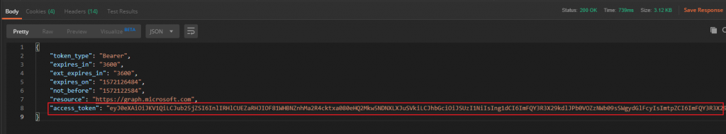 Result give token from postman